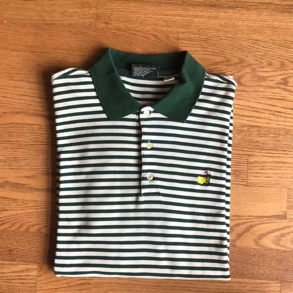 Green White Striped Masters Collection Polo Shirt